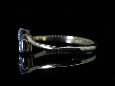 Edwardian Cross Over Diamond Platinum and 18ct Gold Ring