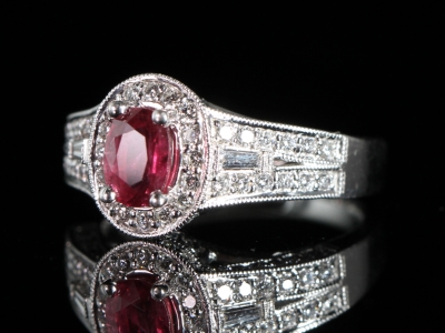 An Estate Ruby and Diamond 18ct White Gold Cluster Ring
