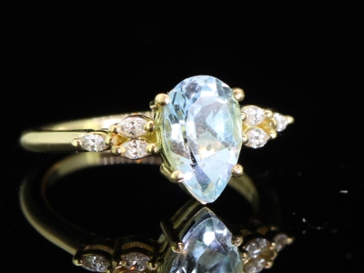 Wonderful Aquamarine and Diamond 18 Carat Gold Ring
