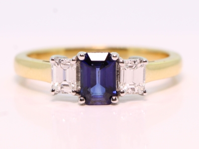 Vintage Sapphire and Diamond 18ct Gold Trilogy Ring