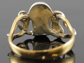 FABULOUS SKULL AND SERPENT GOLD/SILVER DIAMOND 22 CARAT GOLD RING