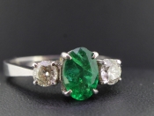 LUXURIOUS COLOMBIAN EMERALD AND DIAMOND 18 CARAT GOLD TRILOGY RING