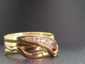 BEAUTIFUL RUBY AND DIAMOND 18 CARAT GOLD SNAKE RING