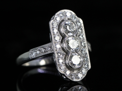 Vintage Diamond Platinum Plaque Ring