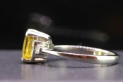 GORGEOUS YELLOW SAPPHIRE AND DIAMOND ART DECO INSPIRED PLATINUM RING