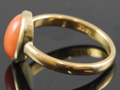 CHARMING EDWARDIAN CORAL SOLITAIRE 18 CARAT GOLD RING