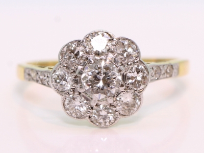 Art Deco Diamond Platinum and 18ct Gold Daisy Ring