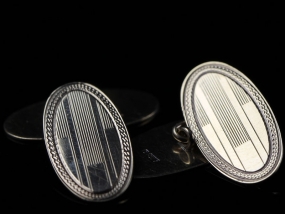 WONDERFUL ENGINE TURNED 9 CARAT GOLD ART DECO CUFFLINKS