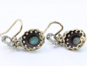 SOPHISTICATED DIAMOND, SEED PEARL AND TURQUOISE 9 CARAT GOLD EARRINGS