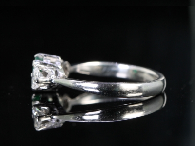 Vintage Dates 1959 Emerald and Diamond Platinum Trilogy Ring