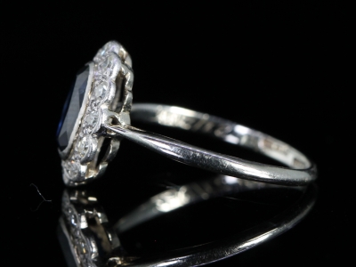 Art Deco Sapphire and Diamond 18ct Gold and Platinum Cluster Ring