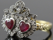 GORGEOUS VICTORIAN INSPIRED RUBY AND DIAMOND 18 CARAT GOLD RING