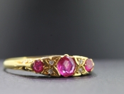 DELIGHTFUL VICTORIAN RUBY AND DIAMOND 18 CARAT GOLD RING