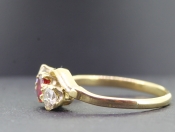 BEAUTIFUL EDWARDIAN RUBY AND DIAMOND ON A TWIST 18 CARAT GOLD RING