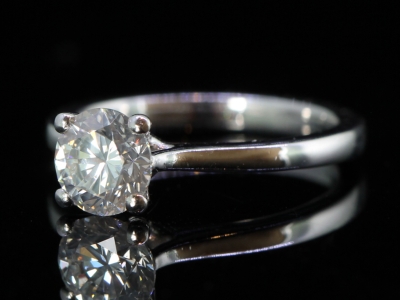 Vintage Diamond Solitaire Platinum Ring 0.92ct Diamond with Cert