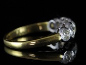 IMPRESSIVE 5 STONE OLD MINE DIAMOND 18 CARAT GOLD RING