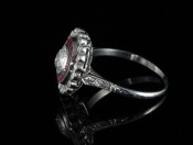 A TRULY BEAUTIFUL ART DECO ERA RUBY AND DIAMOND 18CT RING