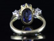 STUNNING VICTORIAN CEYLON SAPPHIRE AND DIAMOND 18 CARAT GOLD TRILOGY RING