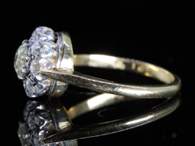 Edwardian Old Mined 2ct Diamond 18ct Gold Cluster Ring