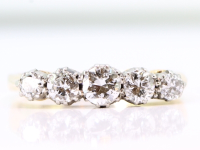 Gorgeous Edwardian Five Stone Diamond 18 Carat Platinum Ring