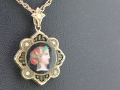 WONDERFUL VICTORIAN NEO CLASSICAL ENAMEL 15 CARAT GOLD PENDANT