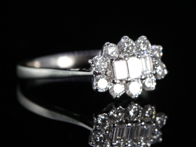 Vintage Mixed Cut Diamond Cluster 18ct Gold Ring