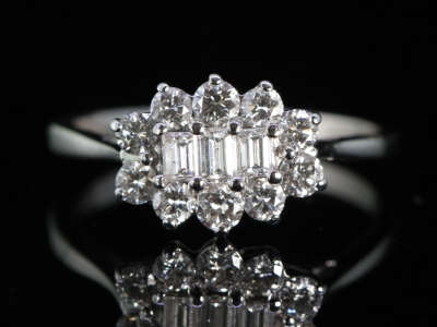 Vintage Mixed Cut Diamond Cluster 18ct Gold Ring