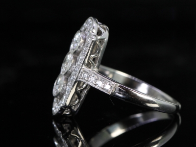 Vintage Diamond Platinum Plaque Ring