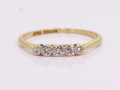 Edwardian Five Stone Diamond 18ct Gold Ring