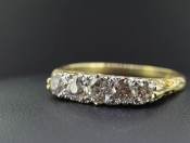 PRETTY EDWARDIAN FIVE STONE DIAMOND 18 CARAT GOLD RING