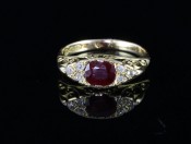 SPECTACULAR GENUINE EDWARDIAN BURMESE RUBY AND DIAMOND 18CT RING