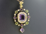 SPECTACULAR SUFFRAGETTE 15 CARAT GOLD PENDANT AND CHAIN