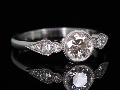  Art Deco Style Diamond Solitaire Platinum Ring