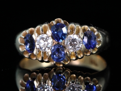 Edwardian Sapphire and Diamond 18ct Gold Ring