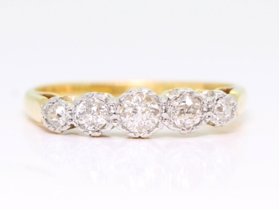 Edwardian Five Stone Diamond 18ct Gold Ring