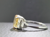 BEAUTIFUL IMPERIAL TOPAZ AND DIAMOND ART DECO INSPIRED 18 CARAT GOLD RING