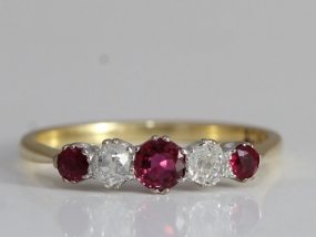 GORGEOUS BURMESE RUBY AND DIAMOND 18 CARAT GOLD AND PLATINUM RING