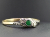  ROMANTIC EMERALD AND DIAMOND 18 CARAT GOLD TRILOGY RING