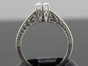 ROMANTIC ART NOUVEAU INSPIRED ENGAGEMENT 18 CARAT WHITE GOLD RING