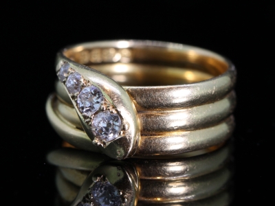 Lovely Edwardian Diamond  Carat Gold Snake Ring