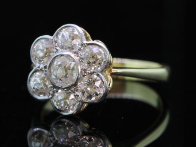  Stunning Edwardian Diamond Daisy 18 Carat Gold Cluster Ring 