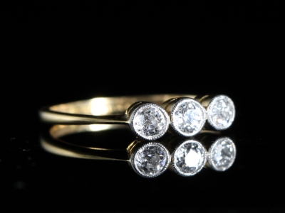 Edwardian Diamond 18ct Gold Trilogy Ring