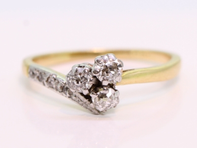 Edwardian Diamond Clover Trilogy 18ct Gold Ring