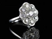 FABULOUS OLD MINED DIAMOND CLUSTER PLATINUM RING