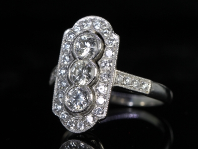 Vintage Diamond Platinum Plaque Ring