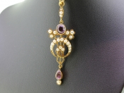 FABULOUS AMETHYST AND SEED PEARL 22 CARAT GOLD PENDANT
