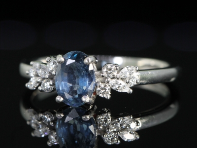 Sapphire and Diamond Platinum Ring