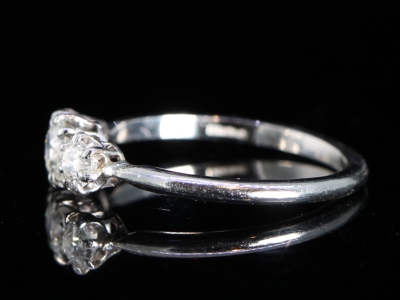 Art Deco Old mined Hand Cut Diamond Trilogy Platinum Ring