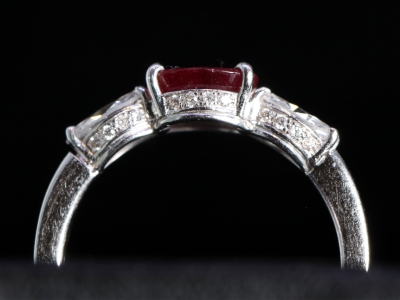  Ruby and Diamond Platinum Trilogy Ring