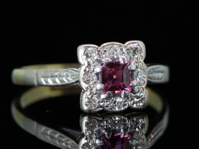 BEAUTIFUL RUBY AND DIAMOND PLATINUM AND 18 CARAT GOLD RING